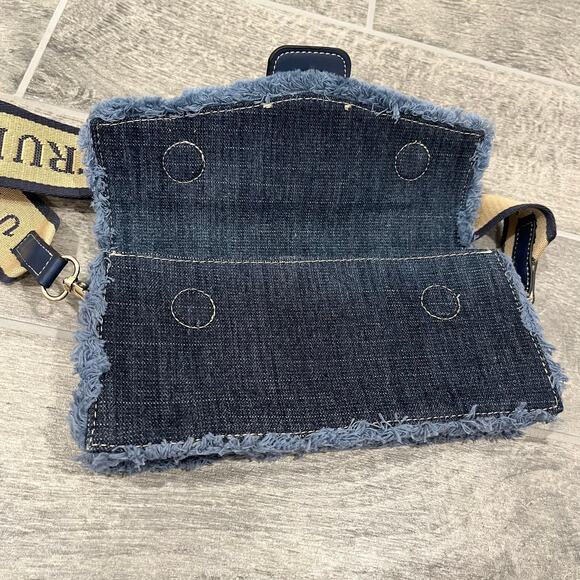 True Religion: Women's Y2K Frayed Denim Crossbody Adjustable Shoulder Bag - Picture 8 of 13